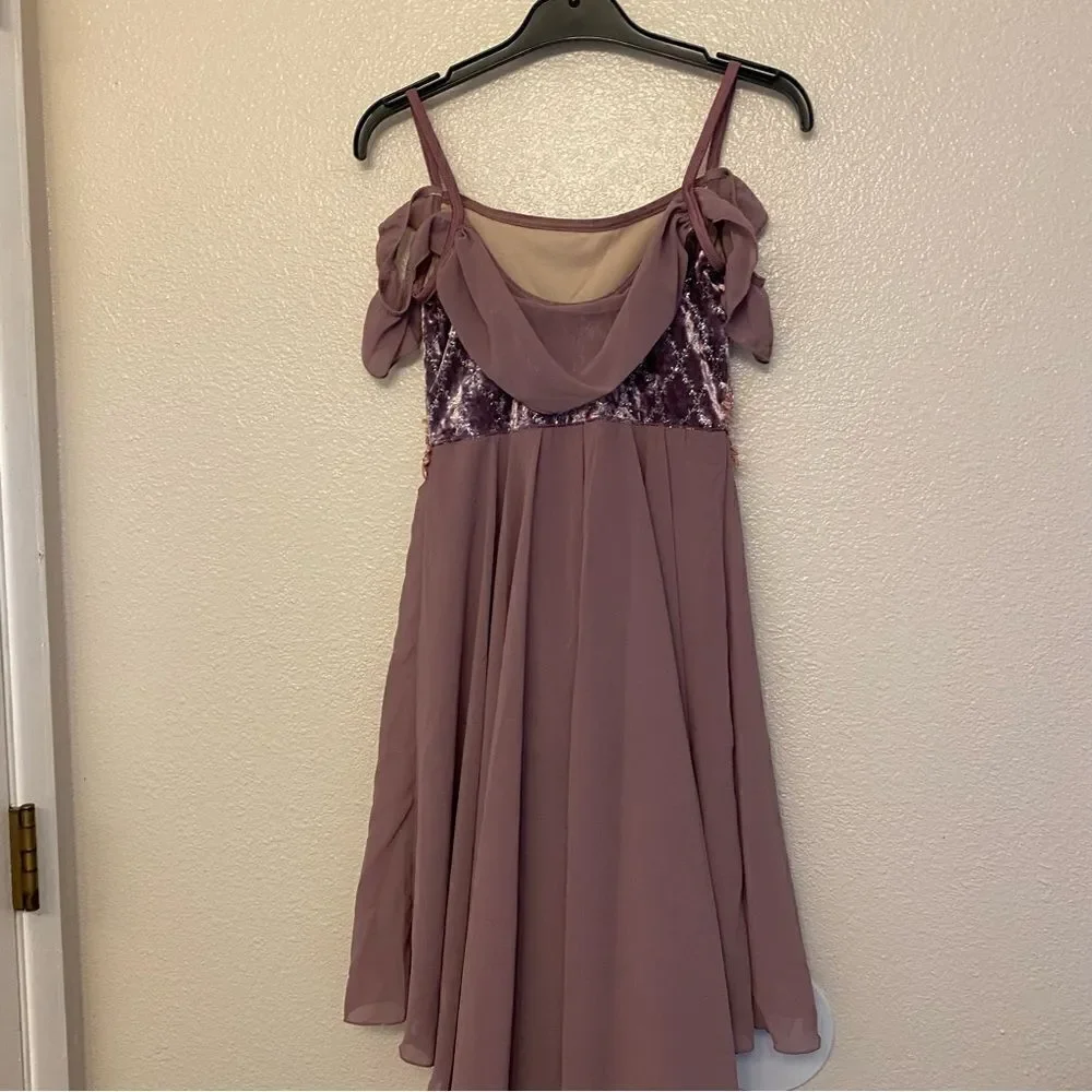 WEISSMAN Dance Costume mauve lavender Fate And Destiny 12752 Child MC 10/12